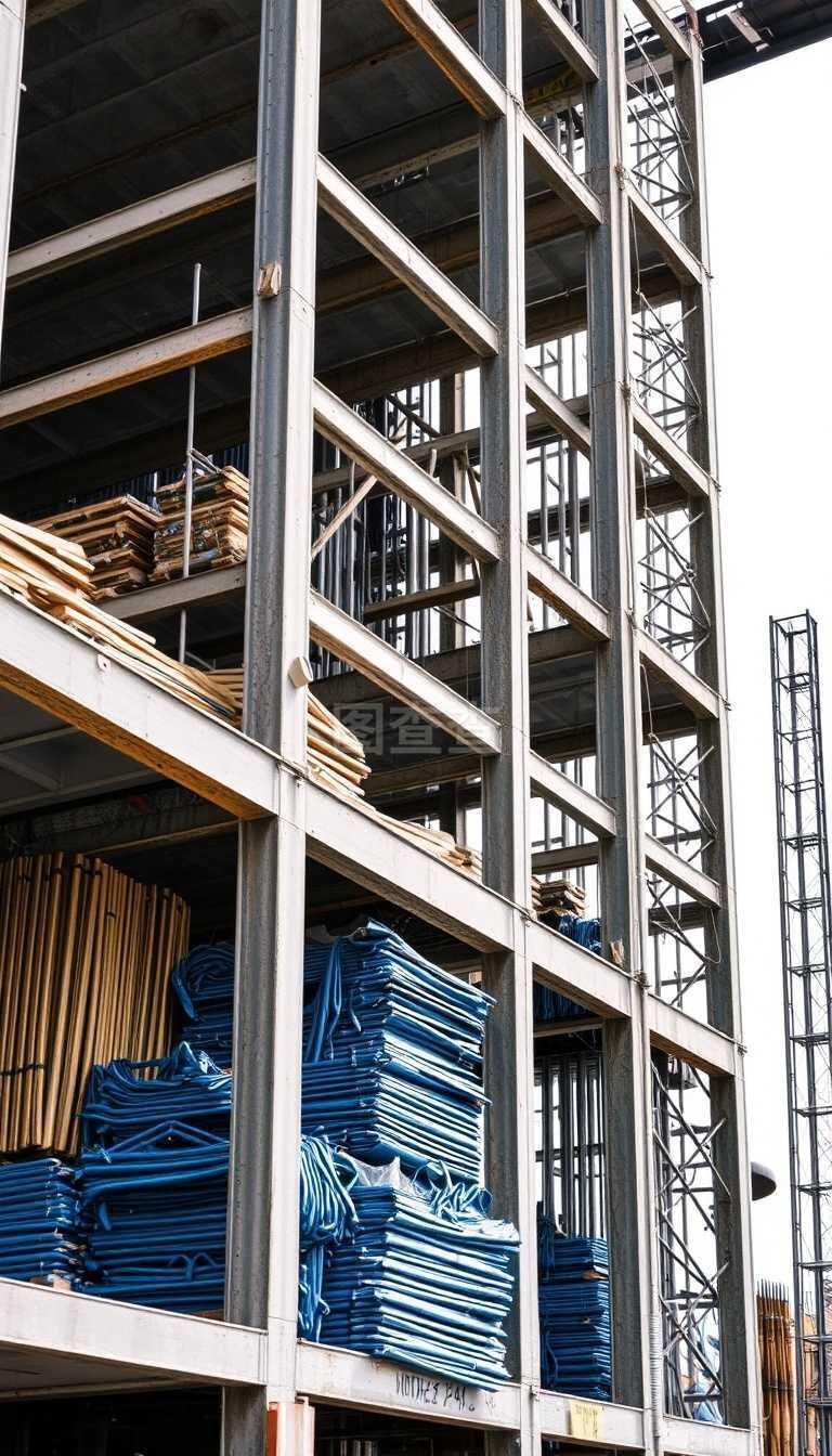 建筑工地铁质建筑材料 构筑现代城市的坚固骨架